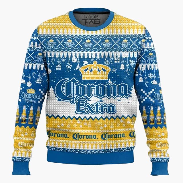 Herren Ugly Christmas Sweater Corona Extra – Lustiger Party-Pullover für Weihnachten