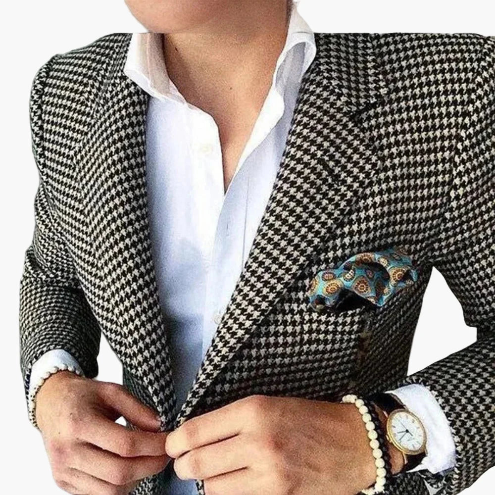 Men's Houndstooth Blazer – Elegant Business & Casual Jacket