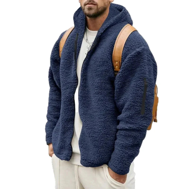 Herren Teddy Fleece Kapuzenjacke – Sportlicher Casual Look, Ideal für Herbst und Winter