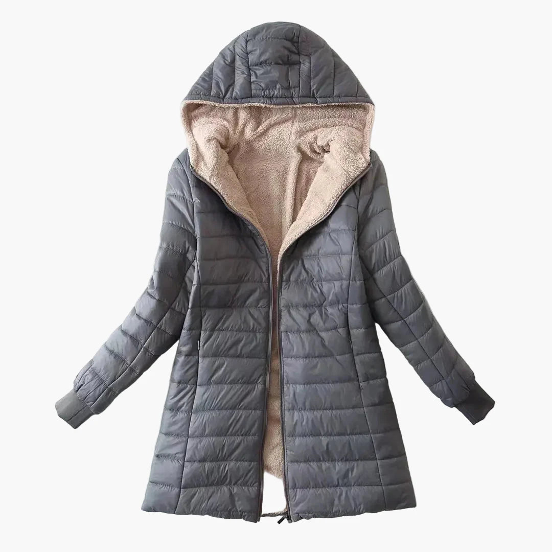 Women's quilted coat with hood – Elegant winter coat for everyday and leisure use