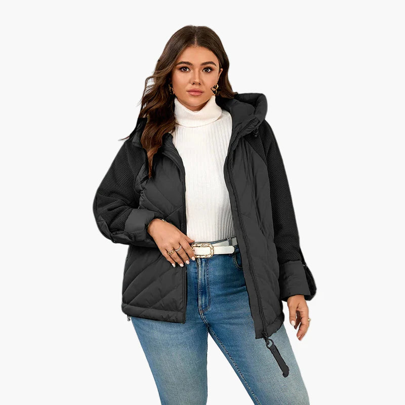 Damen Steppjacke mit Kapuze – Modische Übergangsjacke für den Alltag und Freizeit – Plus Size