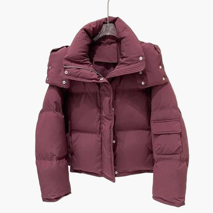 Women's quilted jacket with detachable hood – winter fashion, fashionable style, versatile for everyday and outdoor use