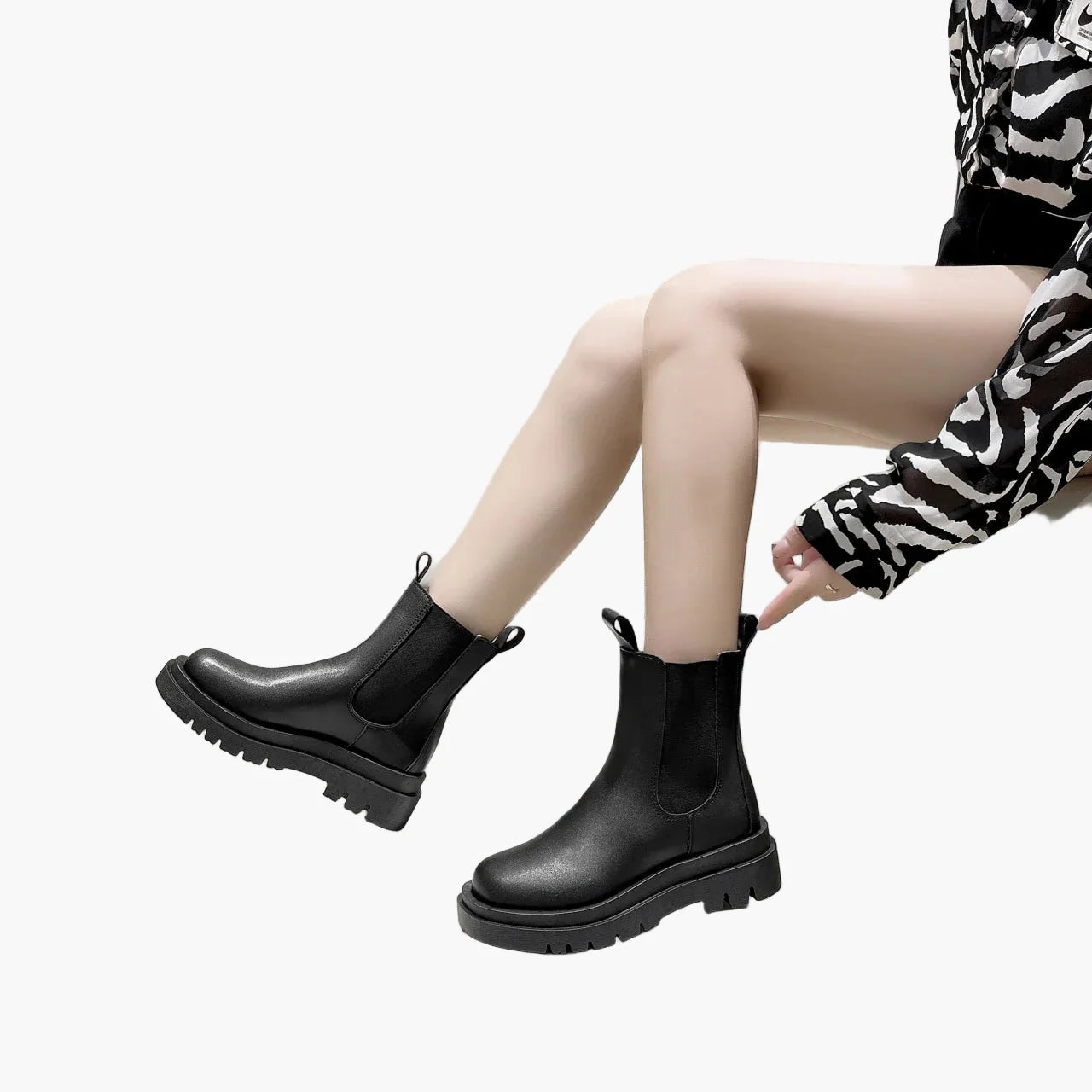 Damen Chelsea Boots mit Plateau und Profilsohle – Modische Stiefeletten für Alltag und Freizeit