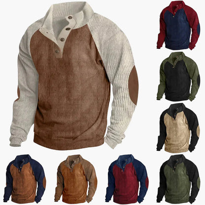Men's Vintage Casual Sweater with Button Placket – Retro Style for Everyday and Outdoor