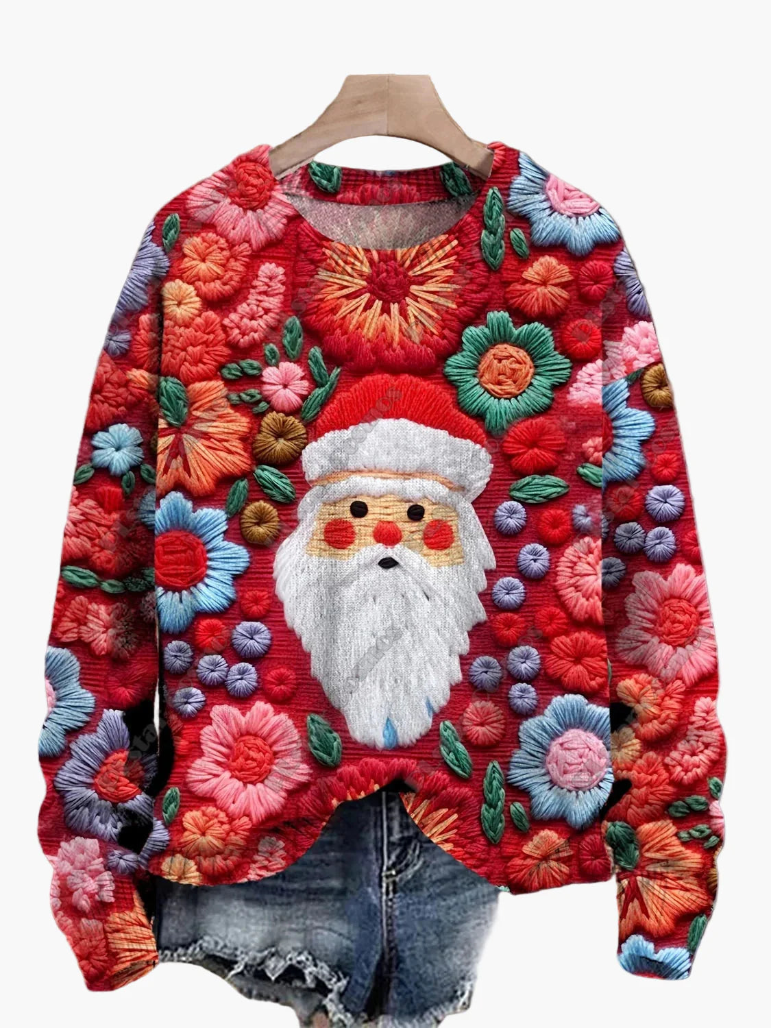 Women's Christmas Sweater with Embroidery – Cute Winter Festive Sweater