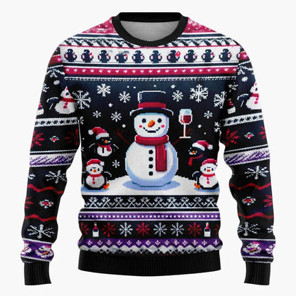 Unisex Weihnachts-Pullover mit Santa & Schneemann – Lustiger Winter Sweatshirt für Damen und Herren