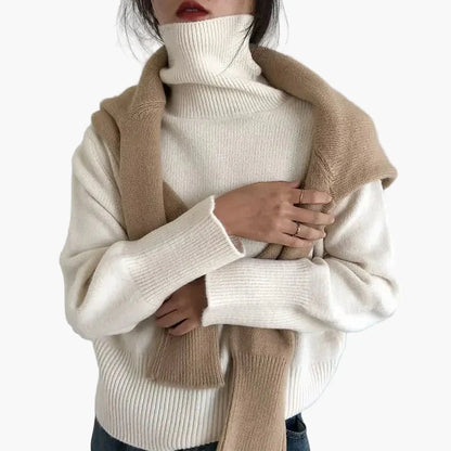 Women's knitted sweater with turtleneck – fashionable autumn & winter style for everyday and office