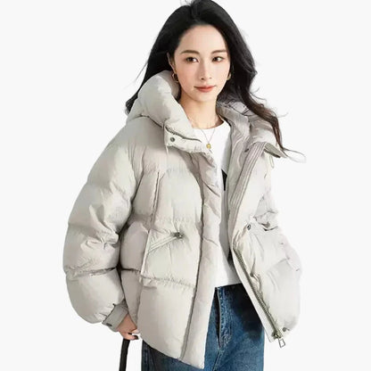 Damen Winter Steppjacke Oversize Stil mit Kapuze – Modische Freizeitjacke für kalte Tage