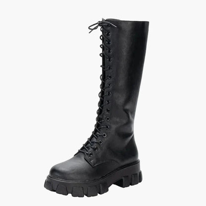 Women's lace-up boots with platform – Fashionable high combat boots for everyday and leisure use