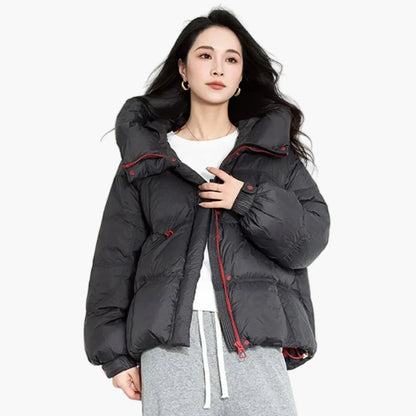 Damen Winter Steppjacke Oversize Stil mit Kapuze – Modische Freizeitjacke für kalte Tage
