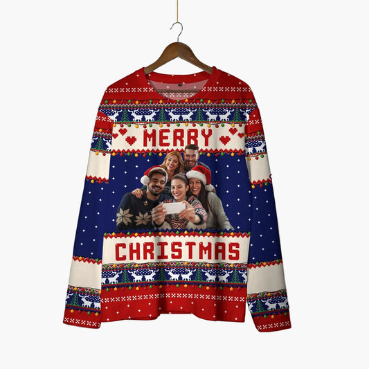 Unisex Ugly Christmas Sweater mit Foto-Print – Lustiger Weihnachts-Pullover für Familie & Freunde