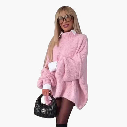 Women's oversized sweater dress with balloon sleeves – fashionable casual look for autumn & winter