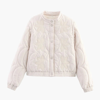 Women's quilted jacket with floral pattern – fashionable casual look, transitional jacket