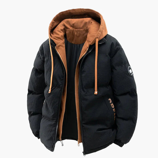 Men's winter quilted jacket with hood – fashionable casual coat for cold days
