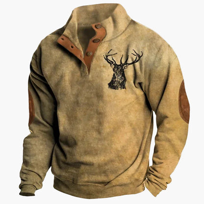 Herren Vintage Western Pullover mit Aztekenmuster und Stehkragen – Freizeit & Outdoor