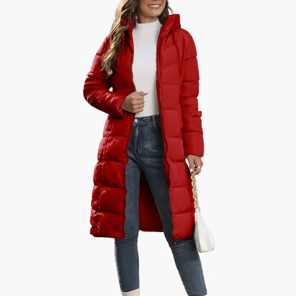 Women's quilted coat winter jacket hood long sleeve casual streetwear