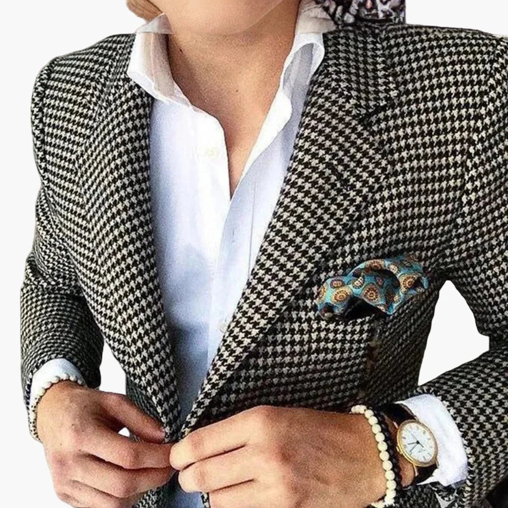 Men's Houndstooth Blazer – Elegant Business & Casual Jacket