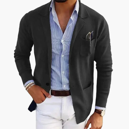 Herren Blazer Modern Einreiher Business Freizeitjacke mit Revers und Taschen