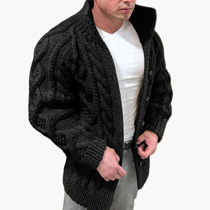 Herren Strickjacke mit Zopfmuster – Modischer Freizeit-Cardigan für Herbst und Winter