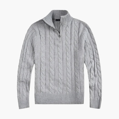 Herren Strickpullover mit Zopfmuster und Reißverschluss – Eleganter Freizeit- und Business-Look