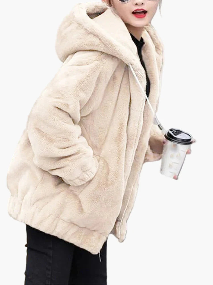 Damen Oversize Fleece Kapuzenjacke – Lässige Winterjacke für Alltag und Freizeit