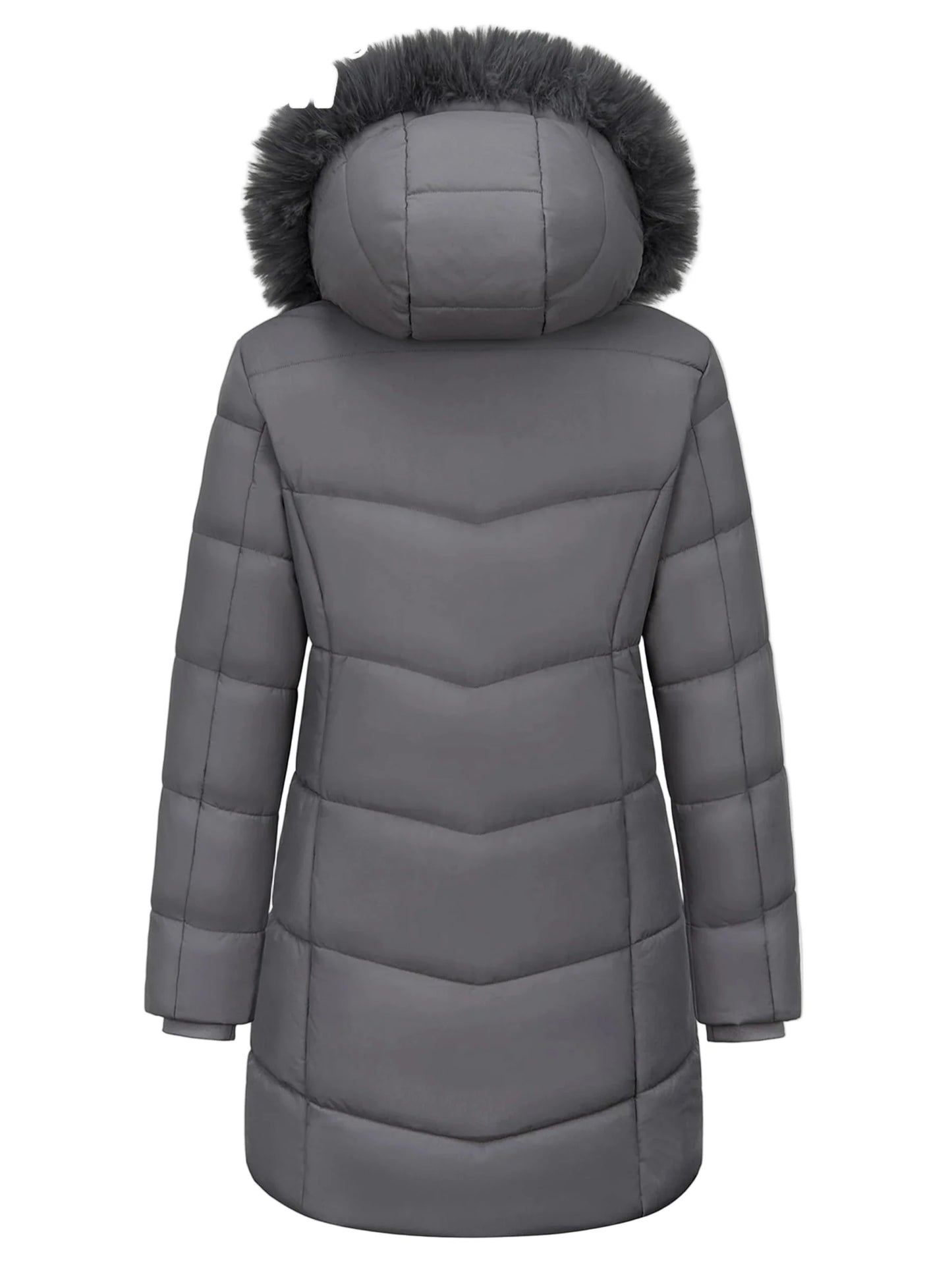Women's winter quilted coat with hood – fashionable long puffer jacket for everyday & outdoor