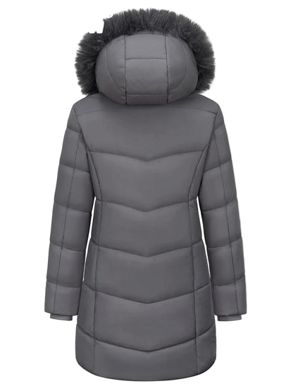 Women's winter quilted coat with hood – fashionable long puffer jacket for everyday & outdoor