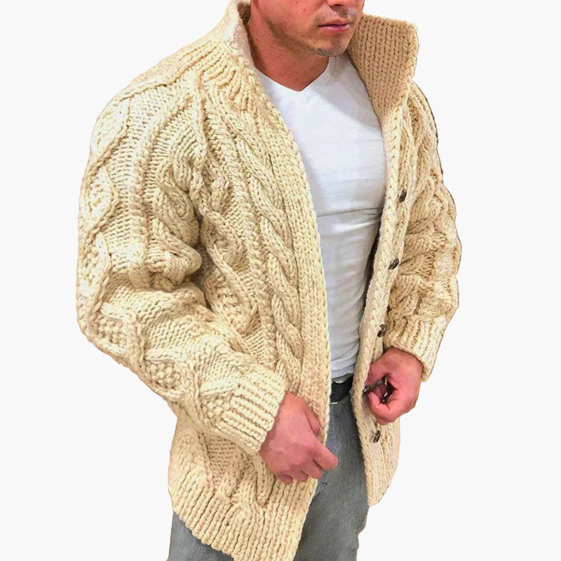 Herren Strickjacke mit Zopfmuster – Modischer Freizeit-Cardigan für Herbst und Winter