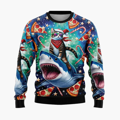 Herren Weihnachts-Pullover Hip-Hop Santa Ugly Christmas Sweater – Lustiger Party Pullover für Weihnachten