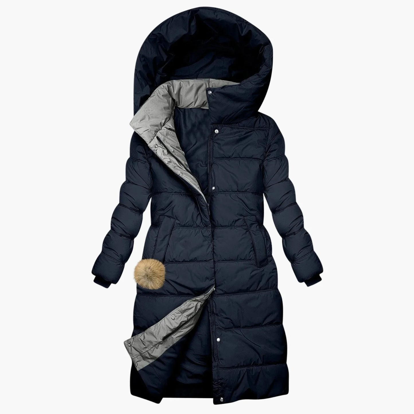 Women's Long Winter Coat Quilted Jacket with Hood – Fashionable Windproof Puffer for Cold Days