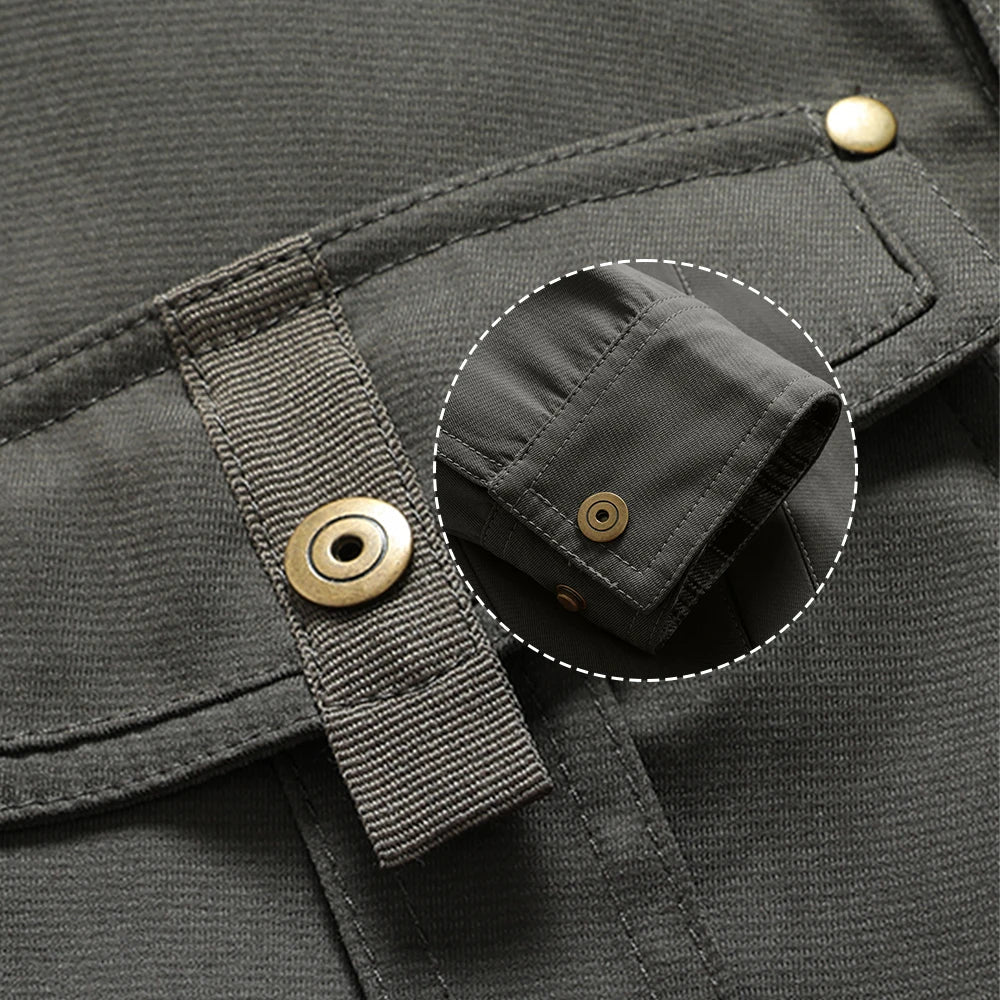 Herren Freizeithemdjacke Frühling Shacket Western Cowboy Stil mit Flanellfutter und Druckknöpfen