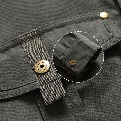 Herren Freizeithemdjacke Frühling Shacket Western Cowboy Stil mit Flanellfutter und Druckknöpfen