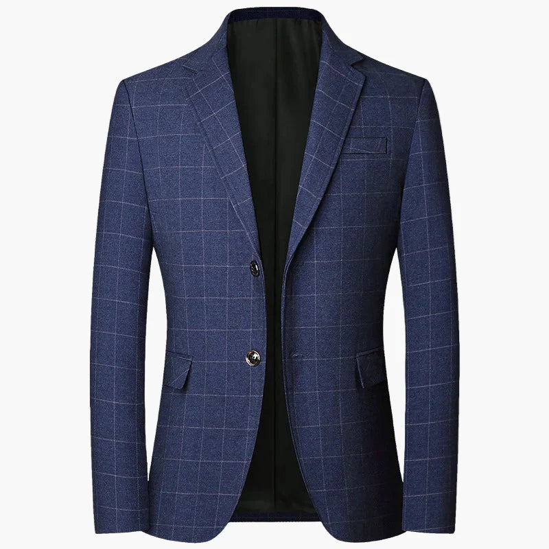 Men's Business Blazer with Check Pattern – Elegant Blazer for Office & Festive Occasions