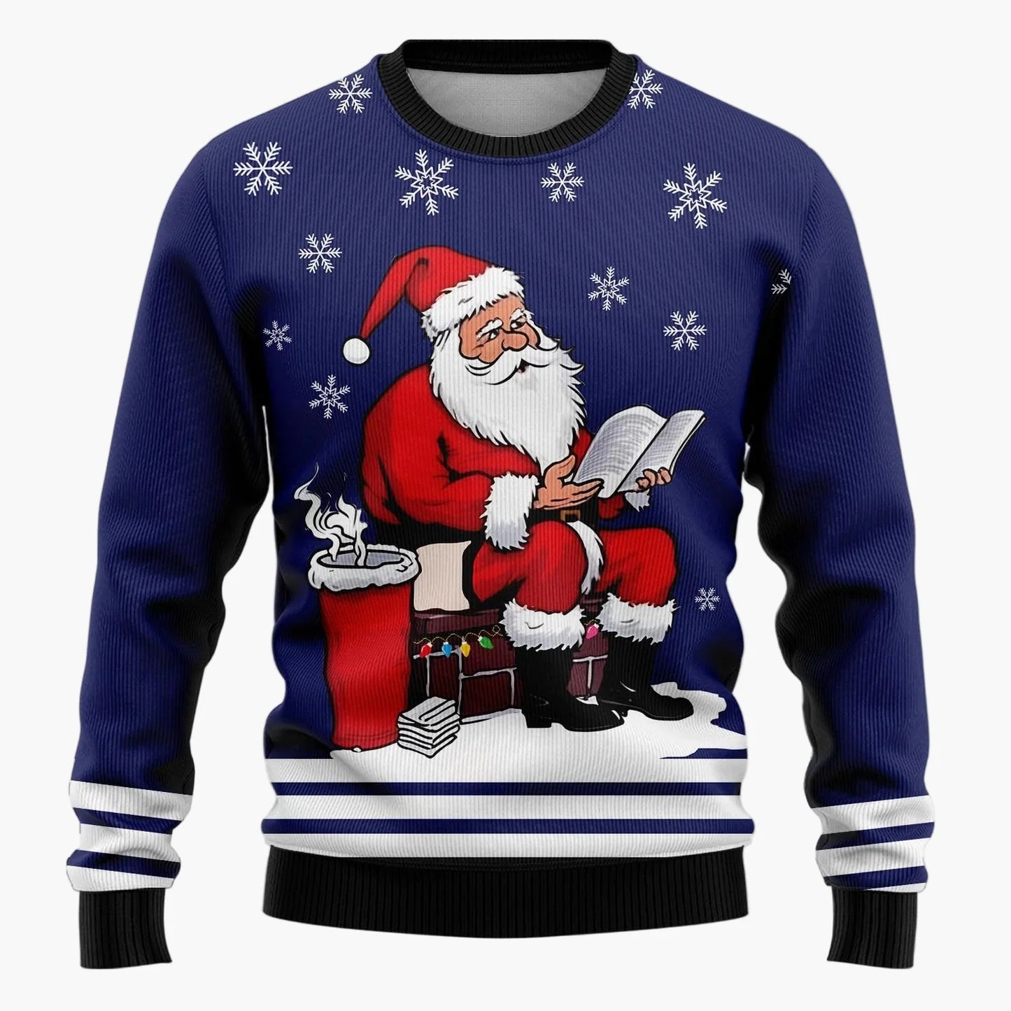 Herren Weihnachtspullover Lustig – Ugly Christmas Sweater mit Santa-Motiv und Spruch