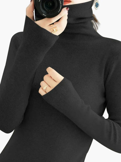 Women's Turtleneck Sweater Elegant, Fashionable Fine Knit Sweater for Office & Everyday Use