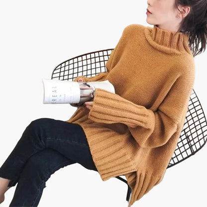 Women's Sweater in Korean Style with Stand-up Collar for Autumn and Winter – Casual Oversize Look