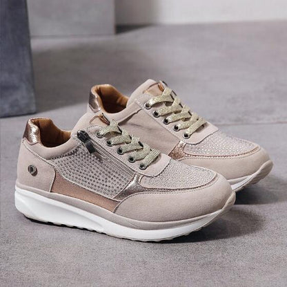 Damen Sneaker für Alltag und Freizeit – Modische Plattform-Sneaker mit Reißverschluss und Komfortsohle