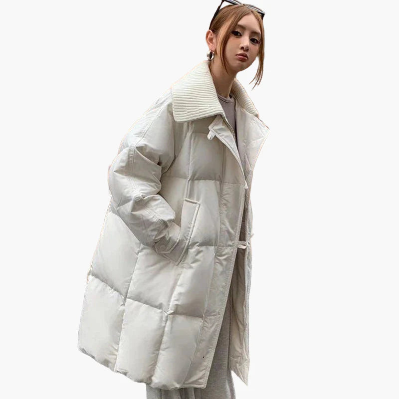 Women's Oversized Quilted Coat with Wide Collar – Casual Winter Jacket for Everyday and Leisure