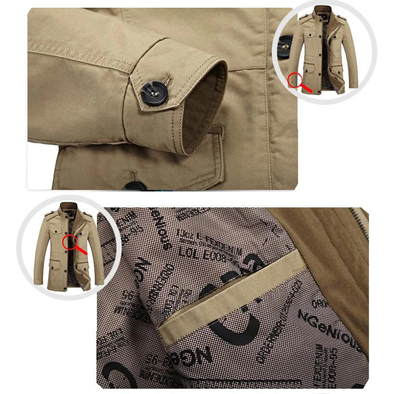 Herren Militärstil Freizeitjacke – Outdoor Übergangsjacke mit vielen Taschen