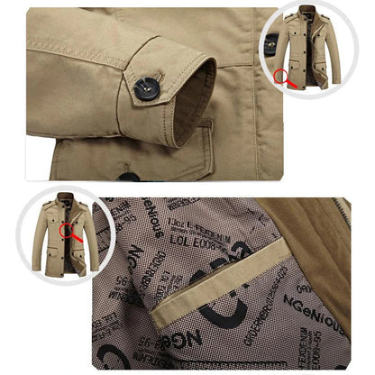 Herren Militärstil Freizeitjacke – Outdoor Übergangsjacke mit vielen Taschen