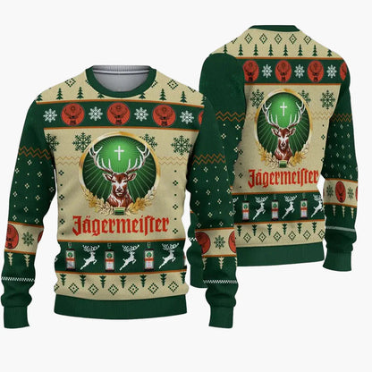 Herren Jägermeister Ugly Christmas Sweater – Party Pullover für Weihnachten und Winter