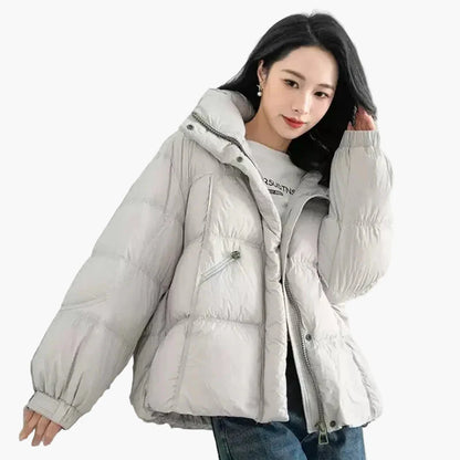 Damen Winter Steppjacke Oversize Stil mit Kapuze – Modische Freizeitjacke für kalte Tage