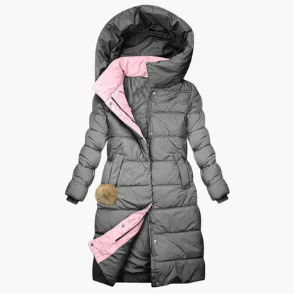 Women's Long Winter Coat Quilted Jacket with Hood – Fashionable Windproof Puffer for Cold Days