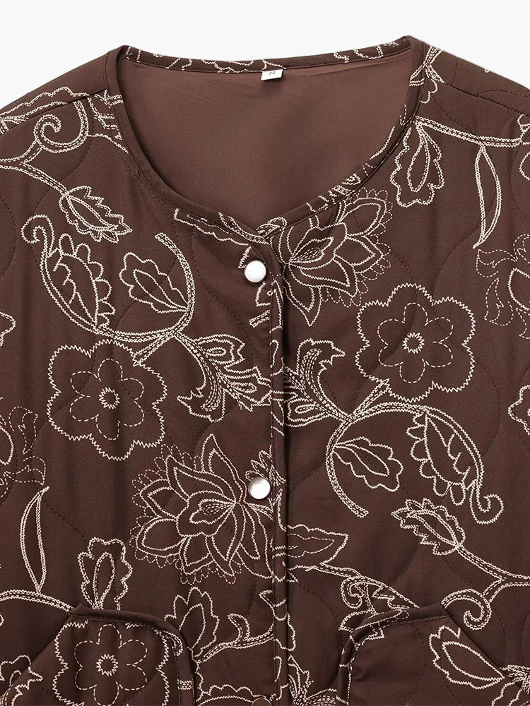 Women's transitional jacket with embroidered floral pattern – Casual city look, ideal for spring and autumn