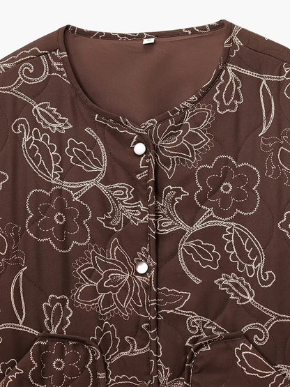 Women's transitional jacket with embroidered floral pattern – Casual city look, ideal for spring and autumn