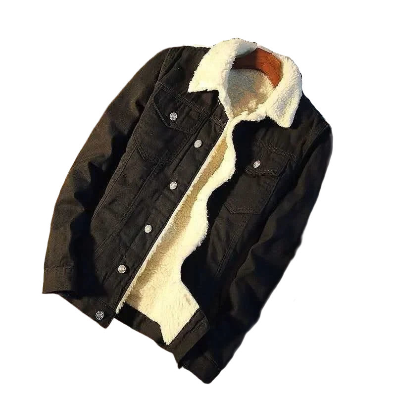 Herren Freizeitjacke mit Lammfellimitat-Kragen – Modische Übergangsjacke für Alltag und Freizeit