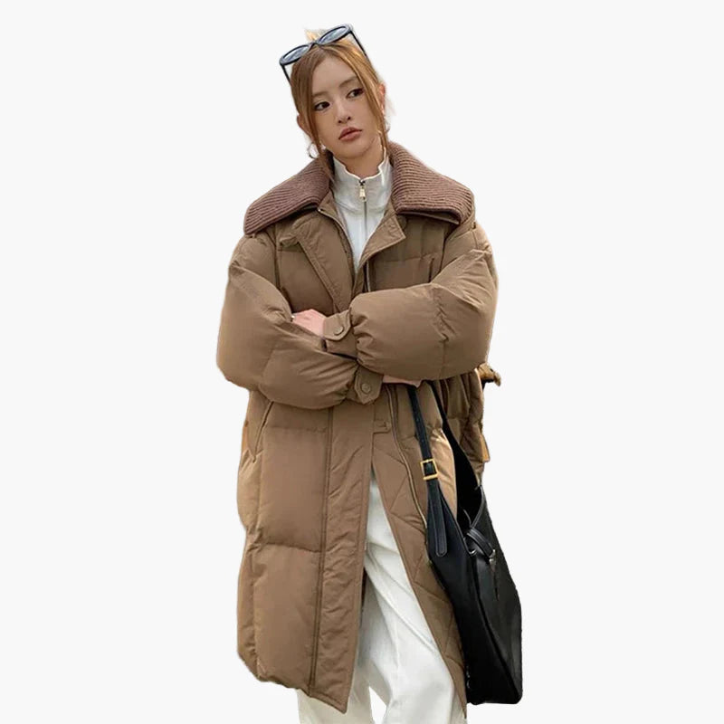 Women's Oversized Quilted Coat with Wide Collar – Casual Winter Jacket for Everyday and Leisure