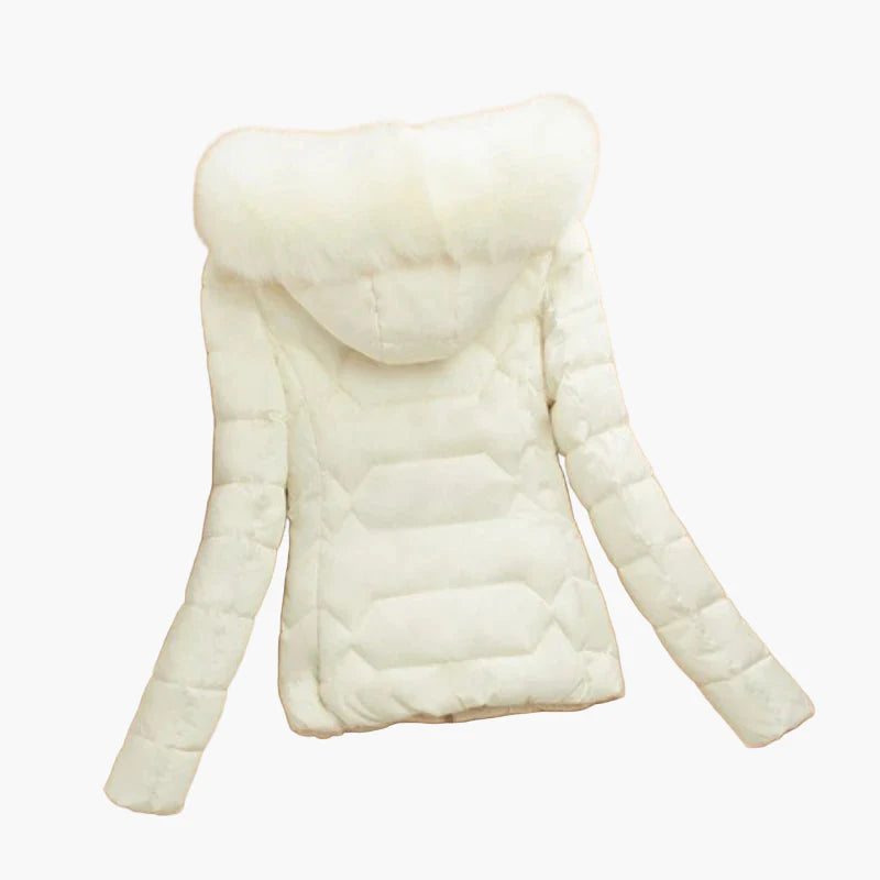 Women's winter quilted jacket with hood and fur collar – elegant outdoor coat