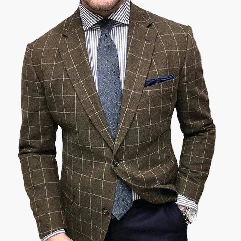 Men's Checked Blazer – Modern Business and Casual Blazer in Elegant Check Design