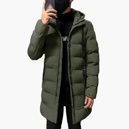 Herren Winter Steppmantel mit Kapuze – Modischer, Halblanger Outdoor Parka für kalte Tage